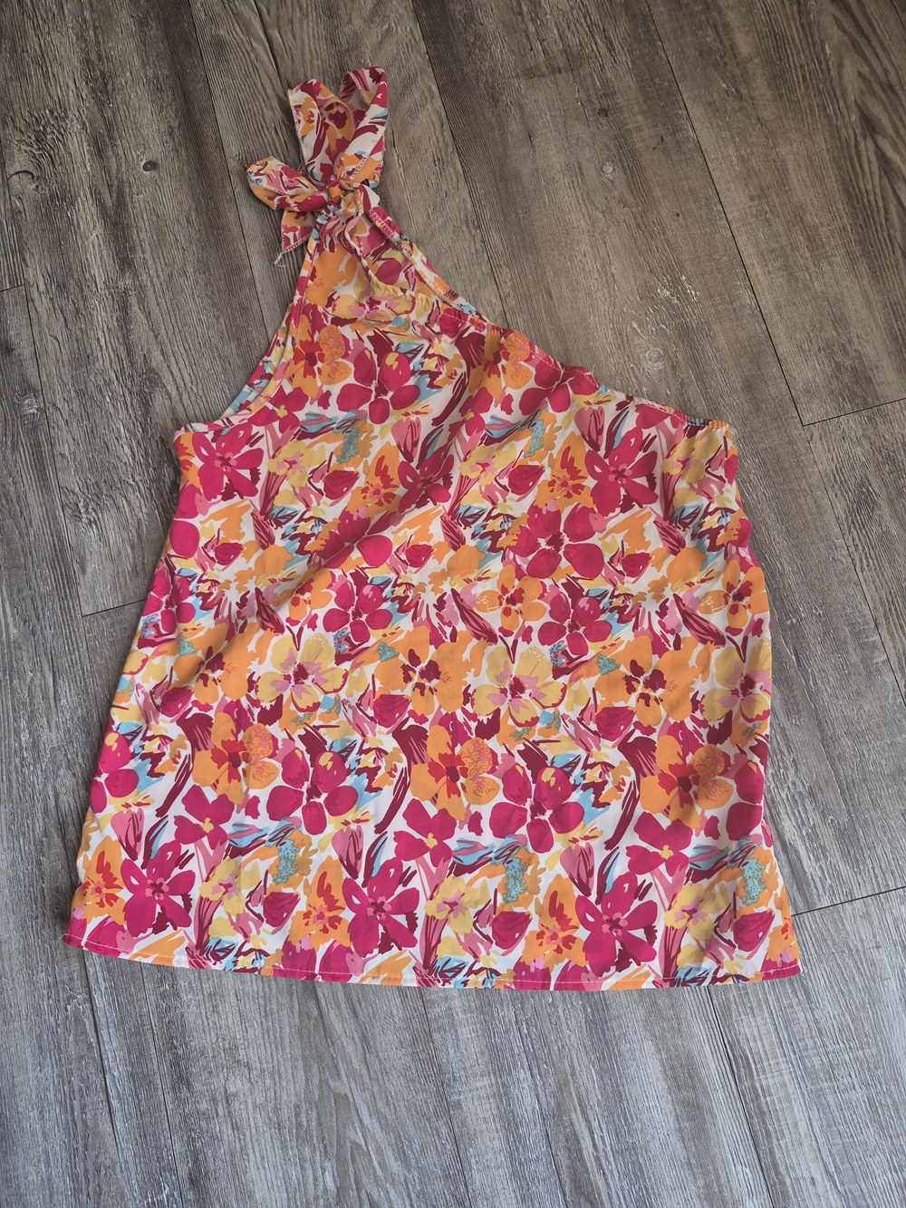 SHEIN One-Shoulder Floral Tank Top in Pink, Orange, Yellow